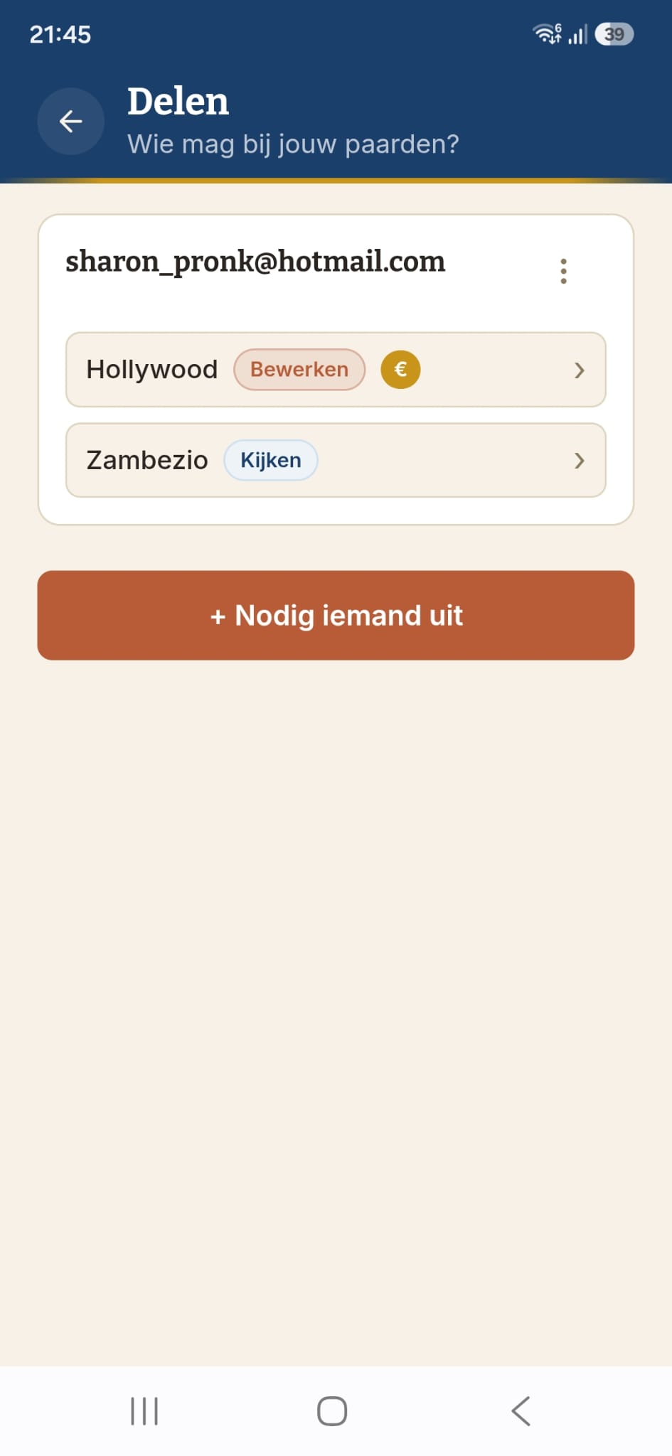 Picadeiro deel-scherm: wie mag bij jouw paarden